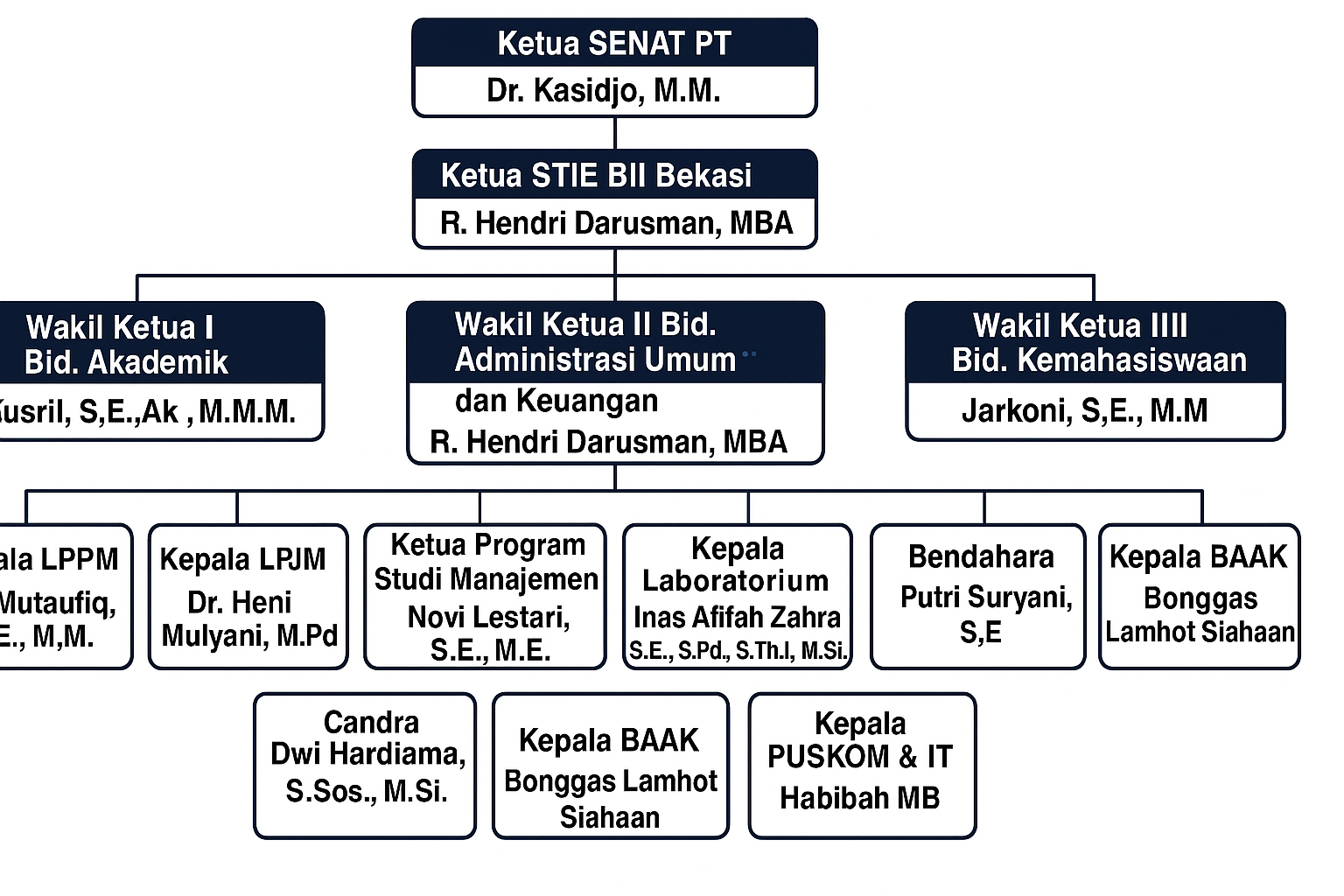 Struktur Organisasi STIE Bisnis Internasional Indonesia
